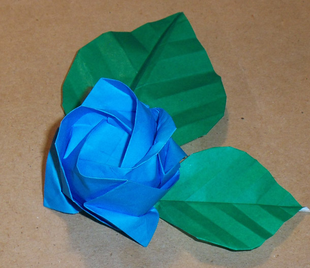 Kawasaki Rose made from blue origami paper