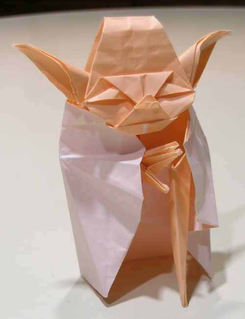 Kawahata's Yoda folded with plain origami paper