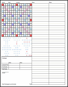 Scrabble Tracking Sheet